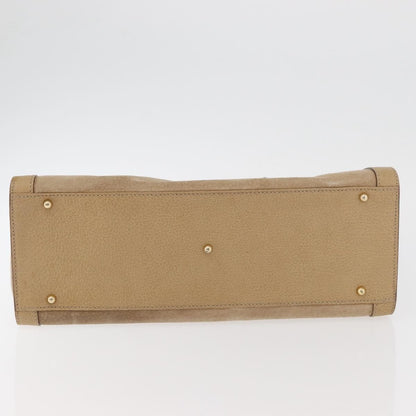 Gucci GUCCI Bamboo Hand Bag Suede Beige Gold 002.0260 Authentic ep14510