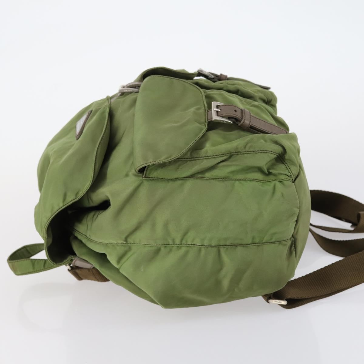 Prada PRADA Backpack Nylon Khaki Silver Authentic 148291 Bag