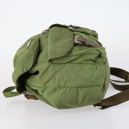 Prada PRADA Backpack Nylon Khaki Silver Authentic 148291 Bag