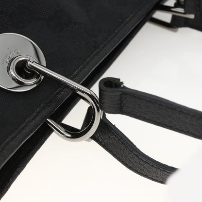 Gucci GUCCI GG Canvas Hand Bag Black Silver 120844 Authentic BA11644