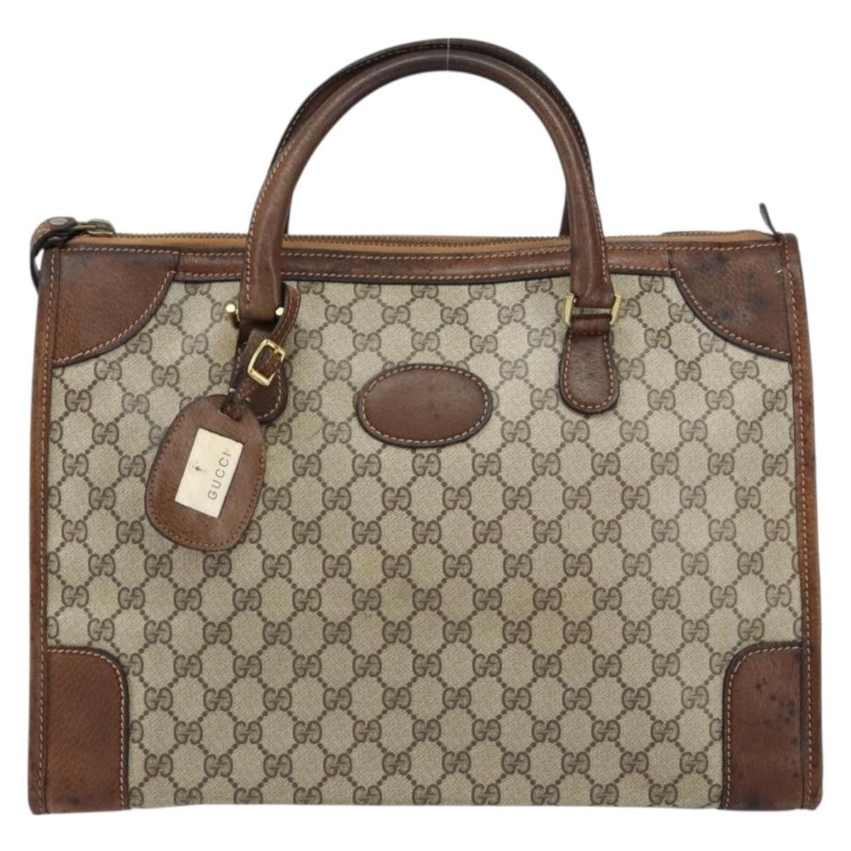 Gucci GUCCI GG Supreme Boston Bag PVC Old Gucci Beige Gold Authentic 158499