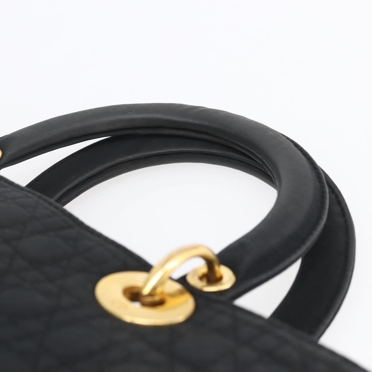 Dior Christian Dior Canage Hand Bag Black Gold Authentic 149311