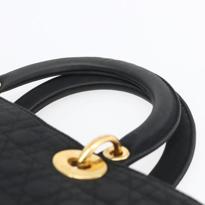Dior Christian Dior Canage Hand Bag Black Gold Authentic 149311