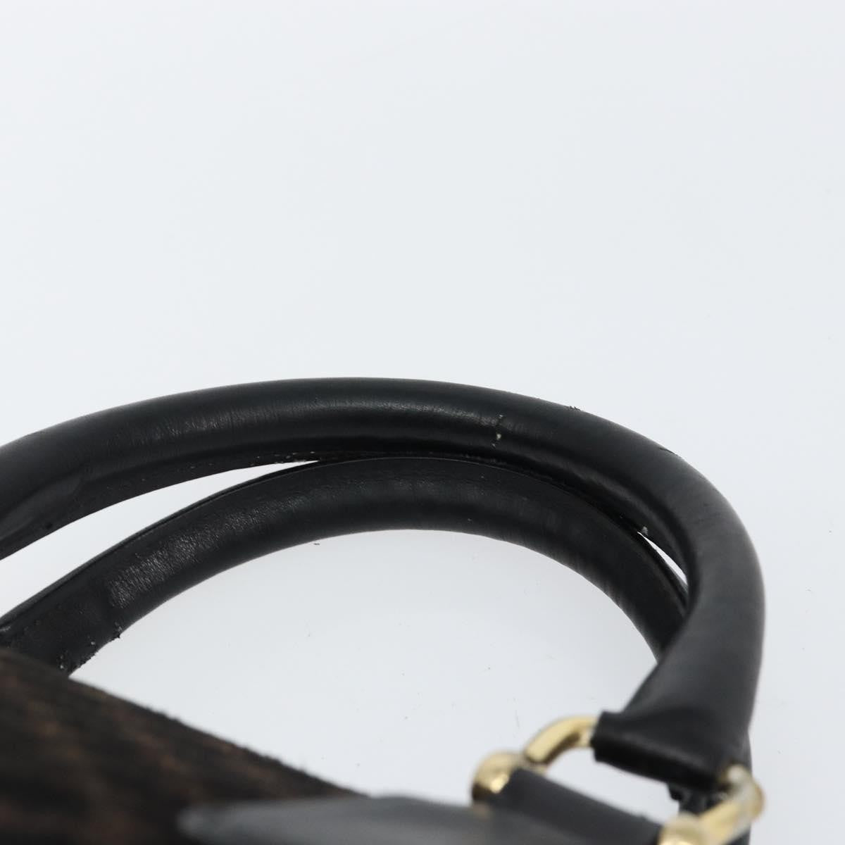 Celine CELINE Macadam Canvas Hand Bag Suede Black Gold Authentic ep11623