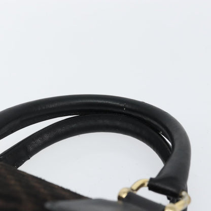 Celine CELINE Macadam Canvas Hand Bag Suede Black Gold Authentic ep11623