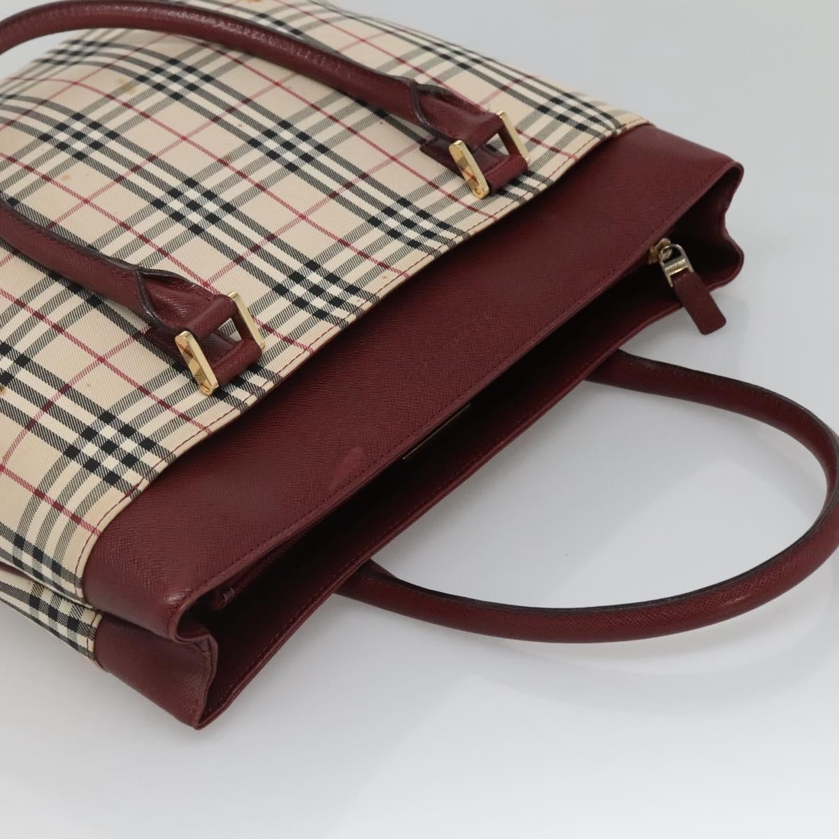 Burberry BURBERRY Nova Check Tote Bag Canvas Beige Gold Authentic 136853