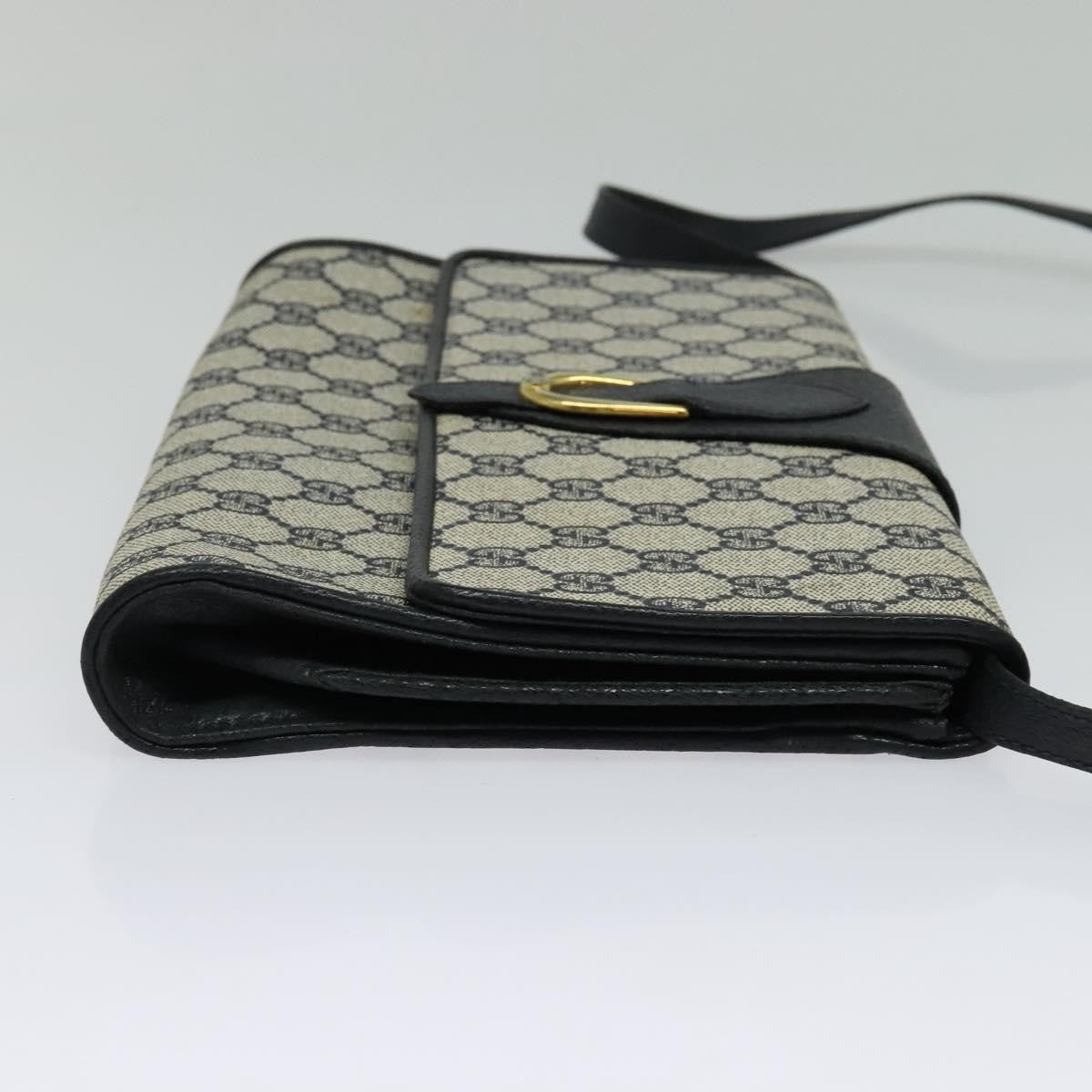 Gucci GUCCI GG Supreme Shoulder Bag PVC Navy Gold Authentic ep10523