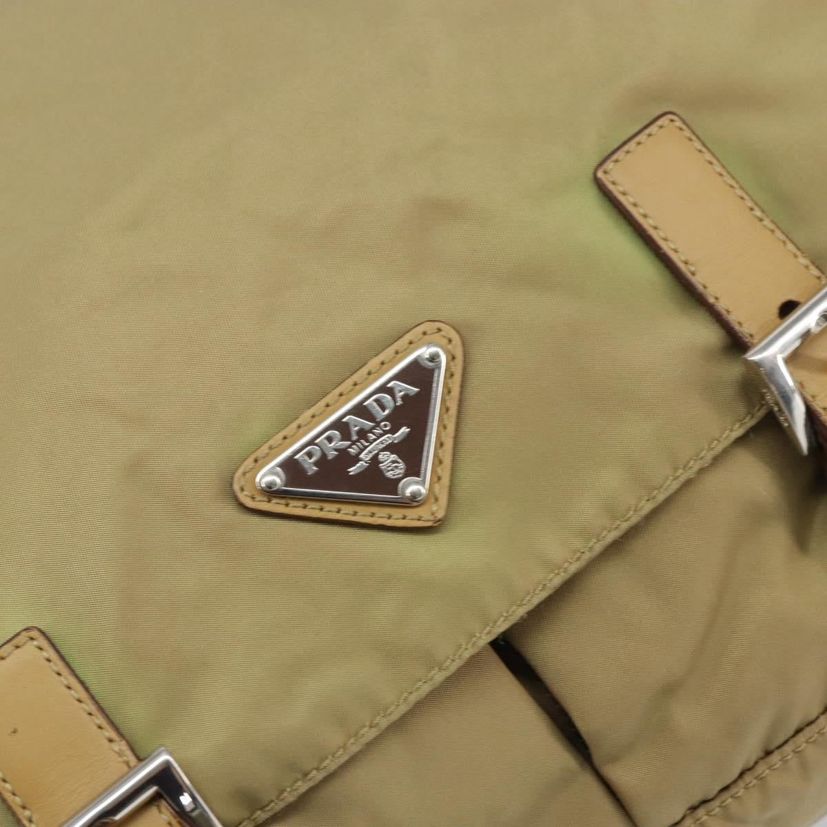 Prada PRADA Shoulder Bag Nylon Beige Silver Authentic 164243