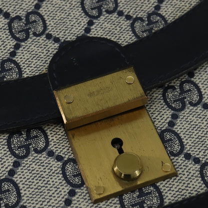 Gucci GUCCI GG Supreme Shoulder Bag PVC Navy Gold Authentic BA7379