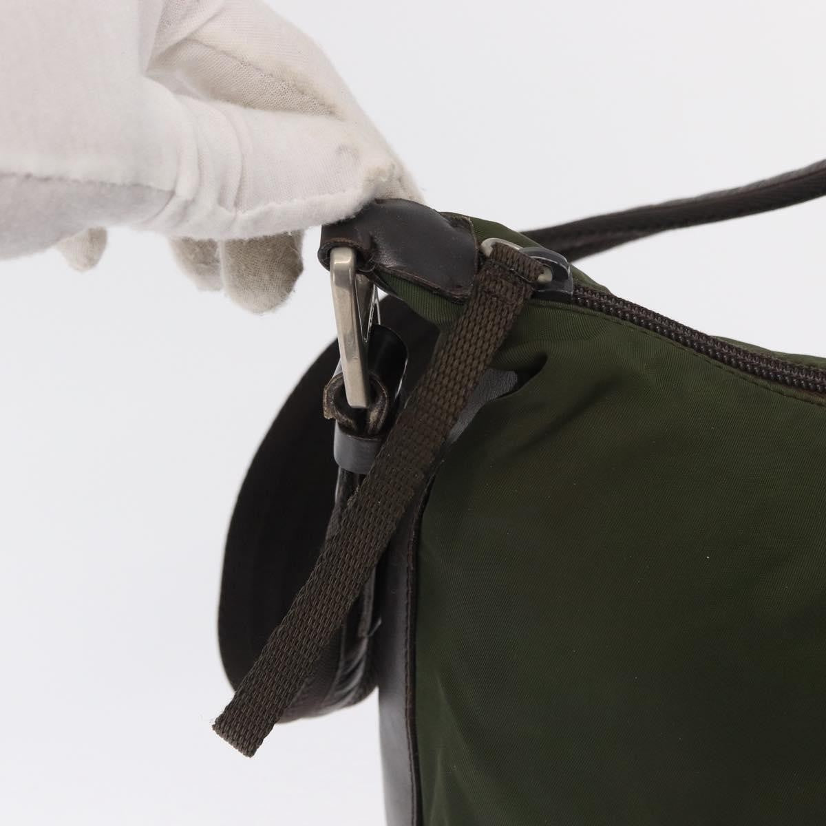 Prada PRADA Shoulder Bag Nylon Khaki Silver Authentic 165486