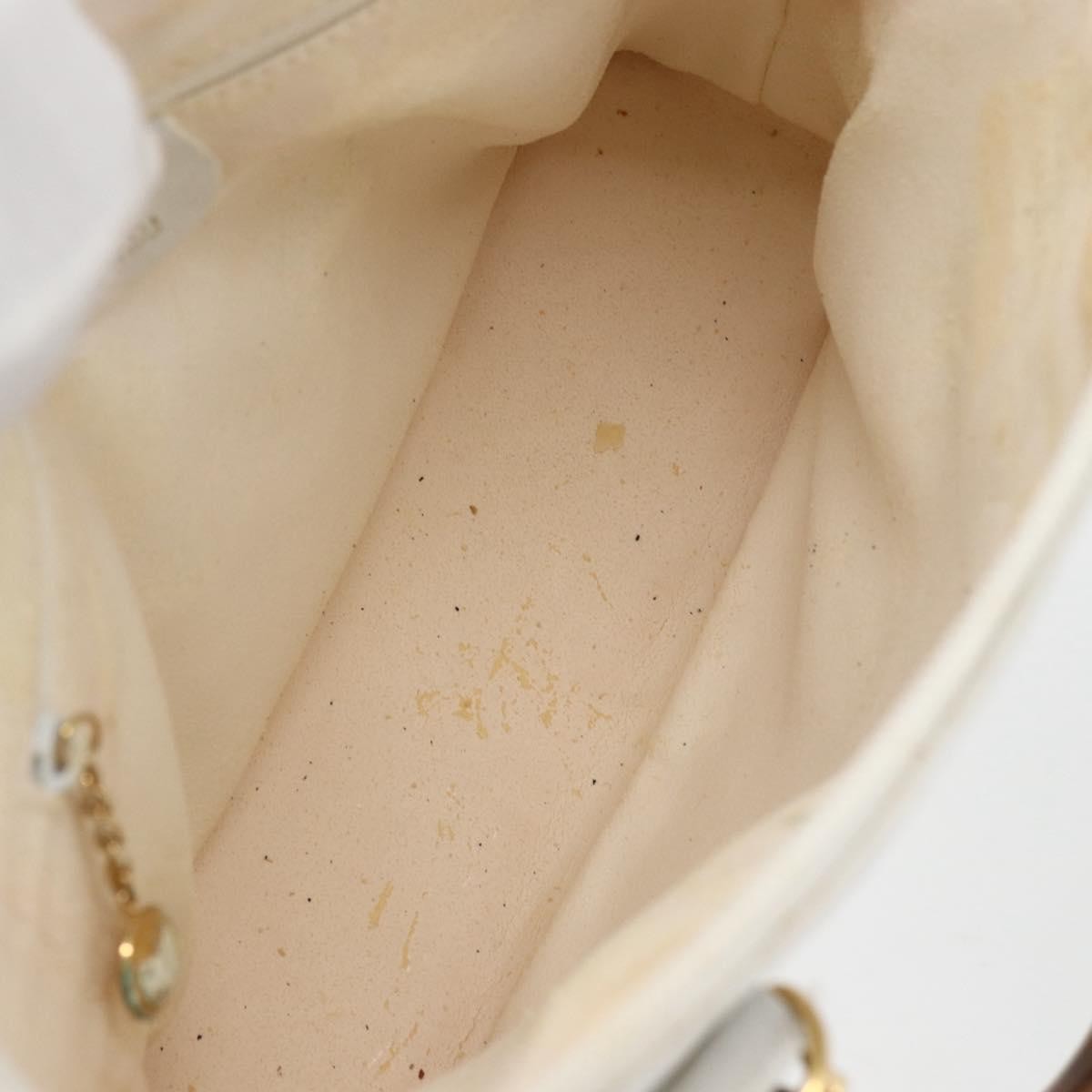 Gucci GUCCI Bamboo Hand Bag Leather White Gold Authentic ki6188