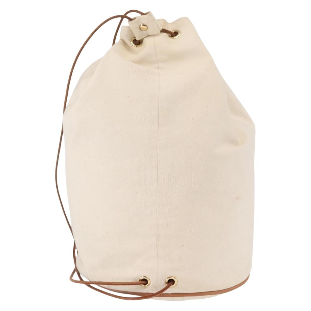Hermès Hermès HERMES Porochon Mimir GM Shoulder Bag Canvas White Gold Authentic ka758