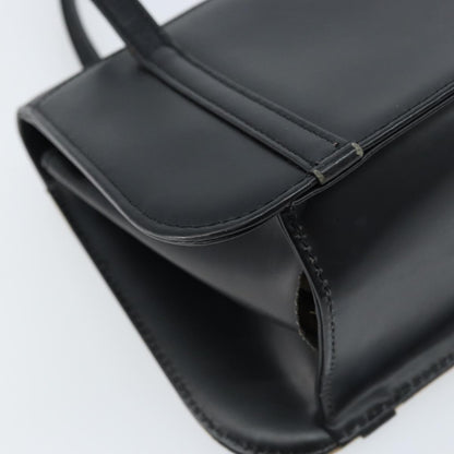 Burberrys Burberrys Nova Check Hand Bag Leather Black Silver Authentic ep13393