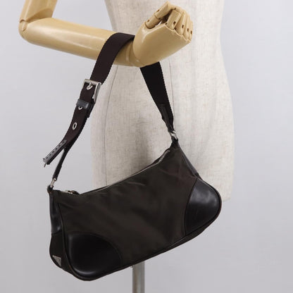 Prada PRADA Shoulder Bag Nylon Khaki Silver Authentic 169376
