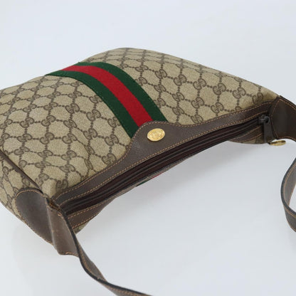 Gucci GUCCI Web Sherry Line GG Supreme Shoulder Bag PVC Beige Gold 010 378 Authentic 172377
