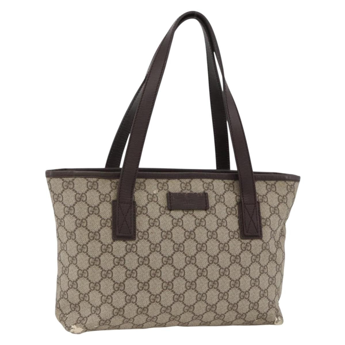 Gucci GUCCI GG Supreme Hand Bag PVC Beige Silver 181086 Authentic ARZ575
