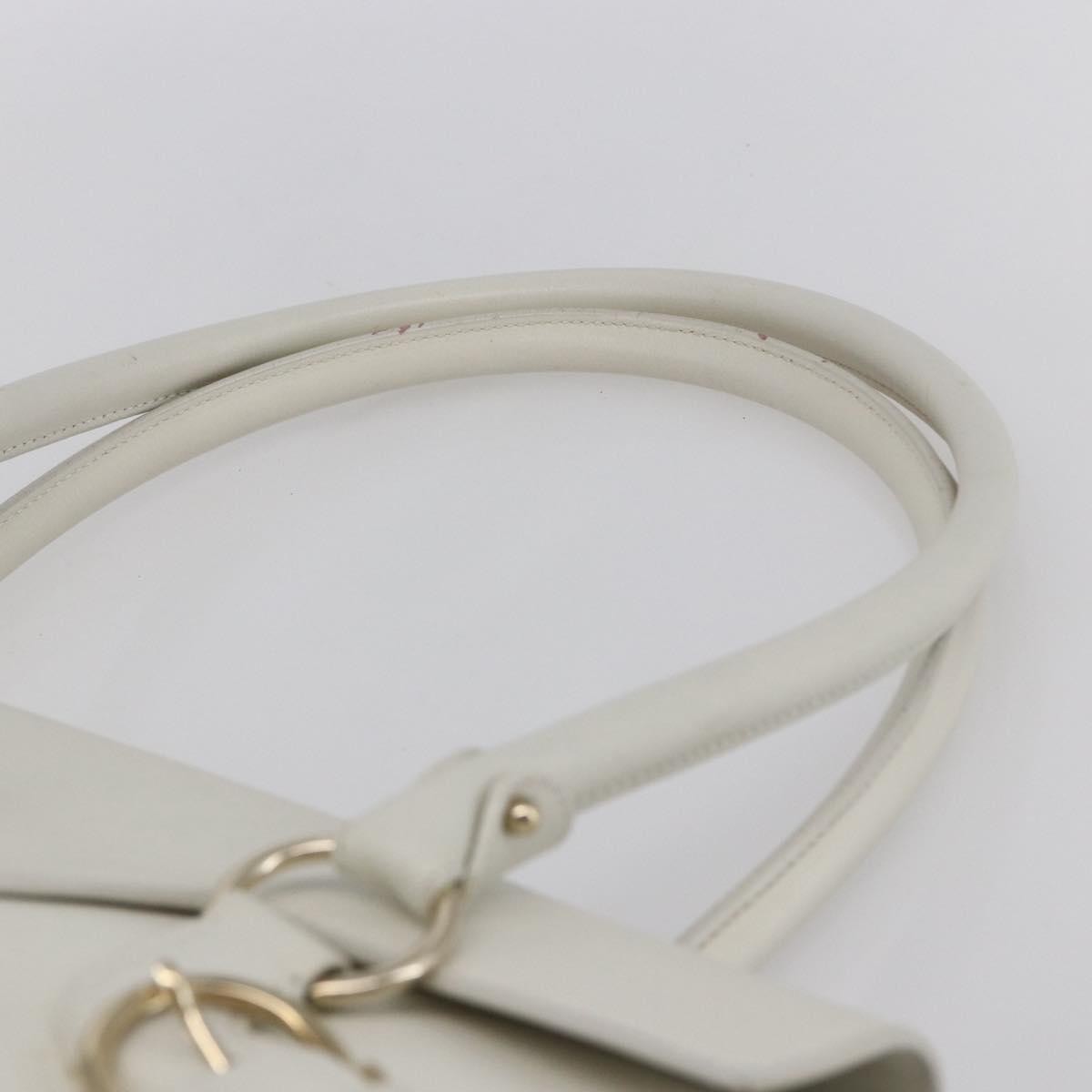 Salvatore Ferragamo Salvatore Ferragamo Gancini Shoulder Bag Leather White Gold Authentic 154689