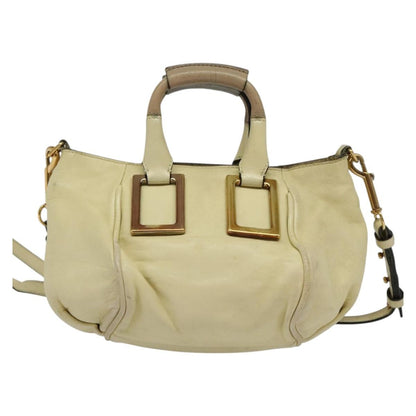 Chloé Chloé Chloe Etel Hand Bag Leather 2way Ivory Gold Authentic 138190