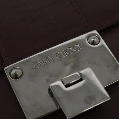 Jimmy Choo Jimmy Choo Hand Bag Leather Bordeaux Silver Authentic BA5034