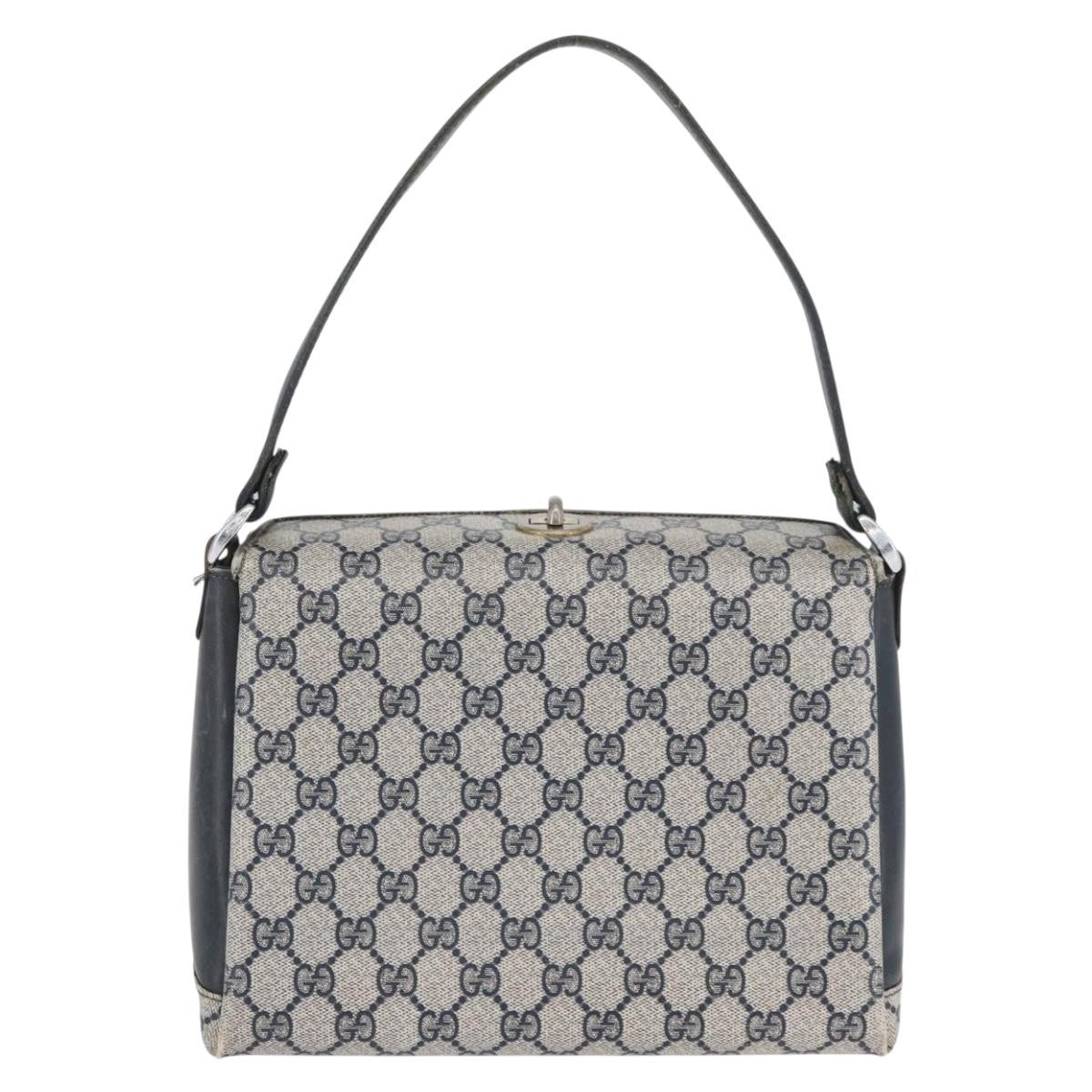 Gucci GUCCI GG Supreme Shoulder Bag PVC Navy Silver Authentic BAZ550