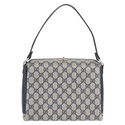 Gucci GUCCI GG Supreme Shoulder Bag PVC Navy Silver Authentic BAZ550