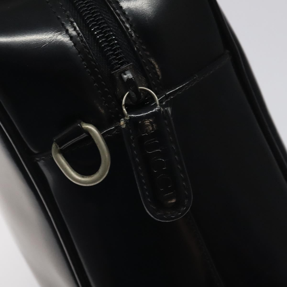 Gucci GUCCI Hand Bag Patent Leather Black Silver 000 1274 0505 Authentic ep8594