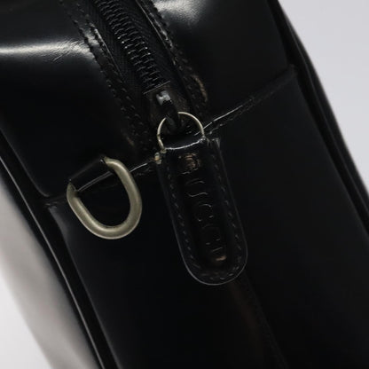 Gucci GUCCI Hand Bag Patent Leather Black Silver 000 1274 0505 Authentic ep8594
