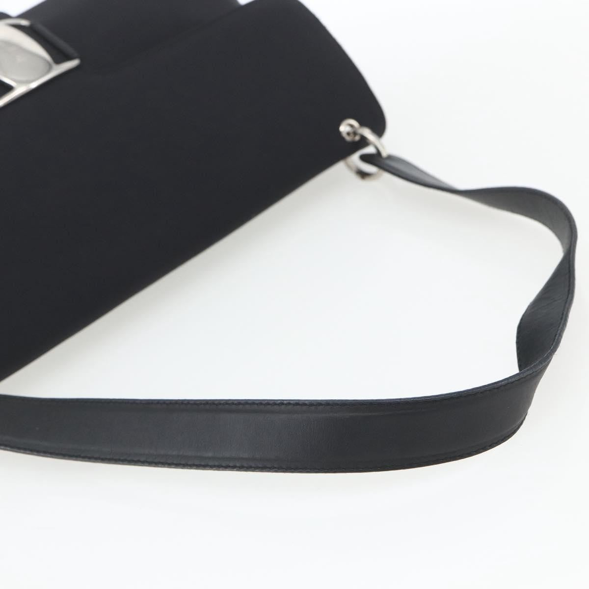 Salvatore Ferragamo Salvatore Ferragamo Vala Shoulder Bag Nylon Black Silver Authentic 162155