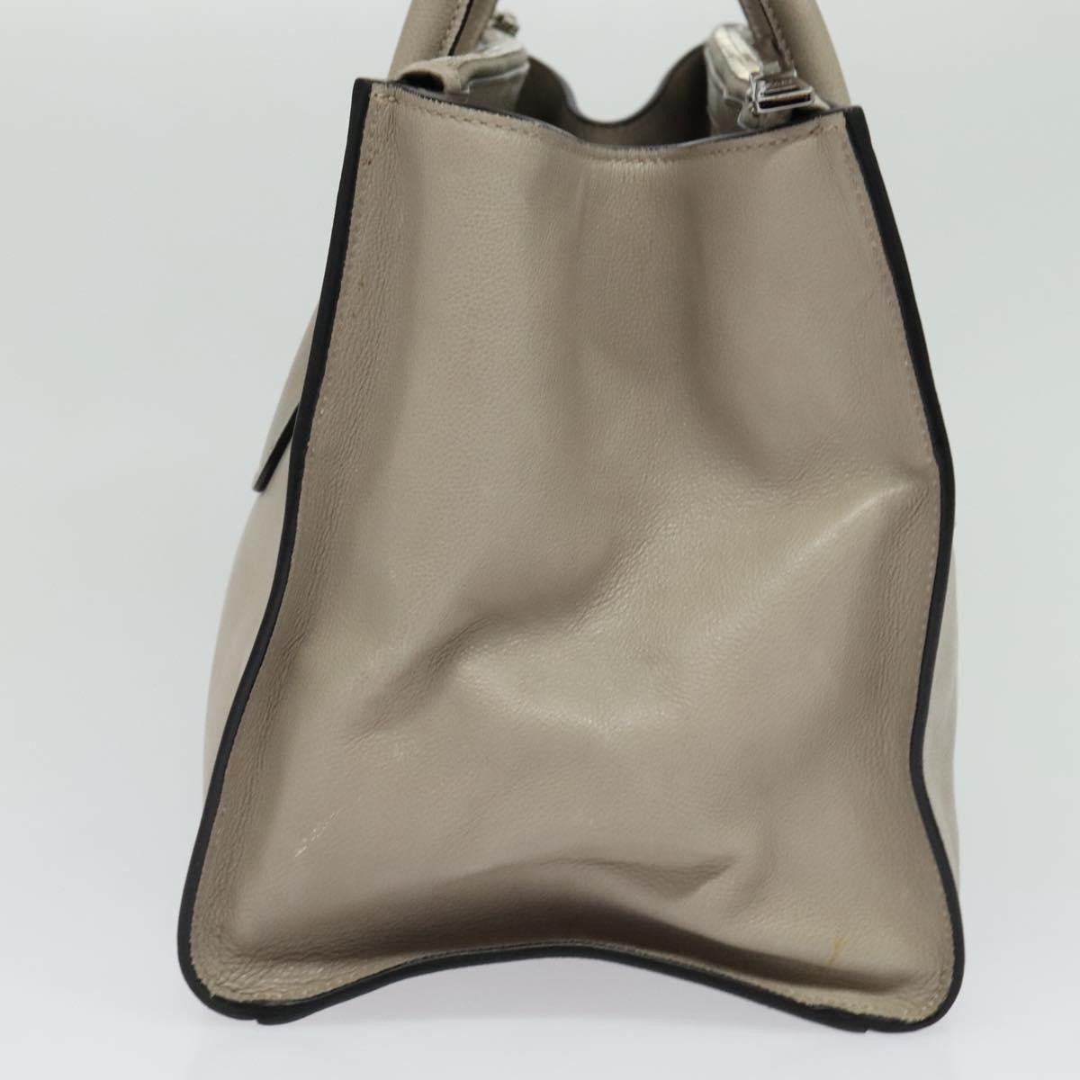 Prada PRADA Hand Bag Leather 2way Beige Silver Authentic am7940