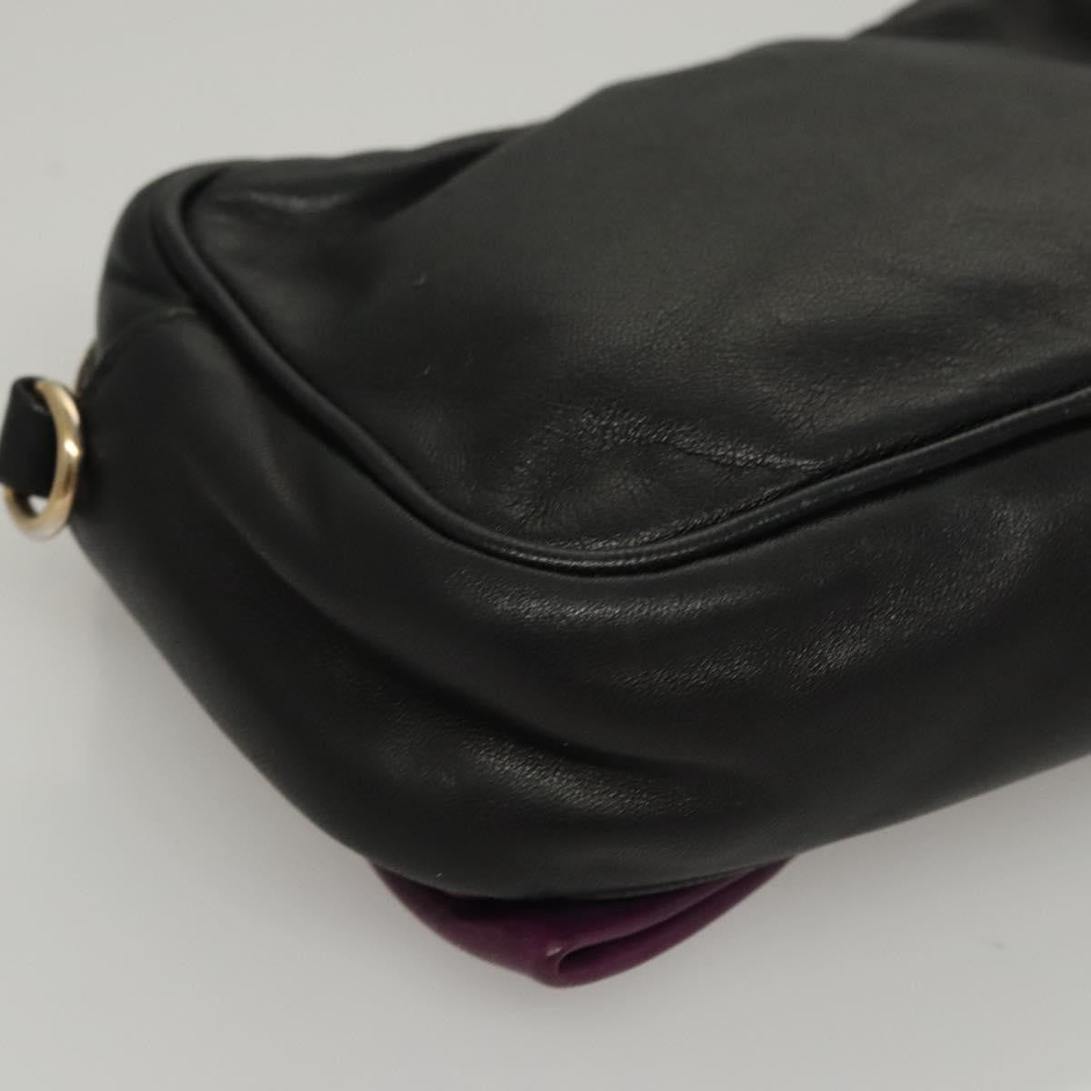 Prada PRADA ribbon Shoulder Bag Leather Purple Gold Authentic 116078