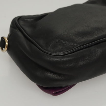Prada PRADA ribbon Shoulder Bag Leather Purple Gold Authentic 116078