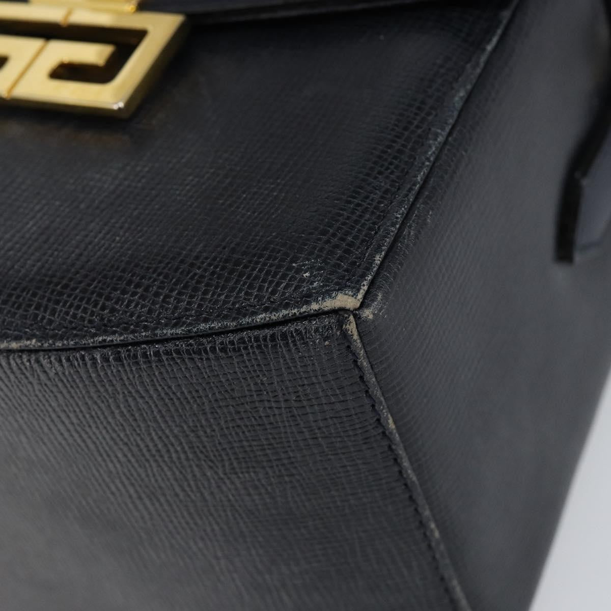 Givenchy GIVENCHY Hand Bag Leather Navy Gold Authentic SW1855