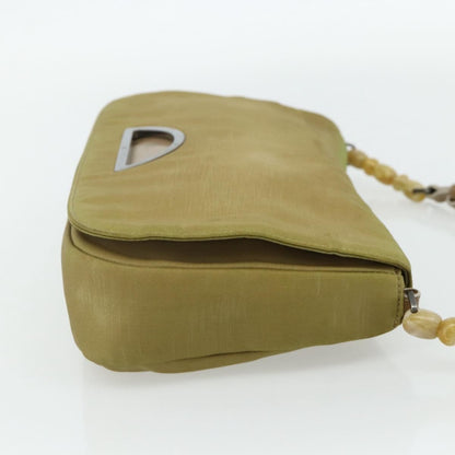 Dior Christian Dior Maris Pearl Shoulder Bag Nylon Beige Silver Authentic 180083