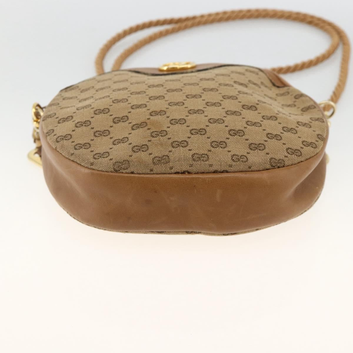 Gucci GUCCI Micro GG Canvas Shoulder Bag Beige Gold Authentic ka3074