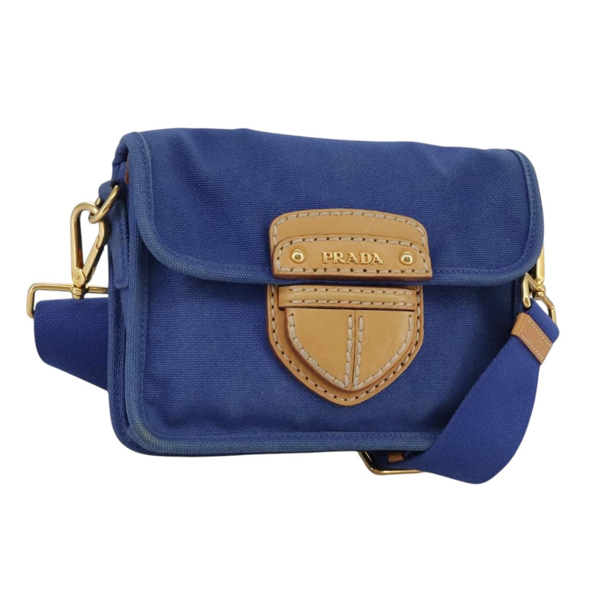 Prada PRADA Shoulder Bag Canvas Blue Authentic 111326