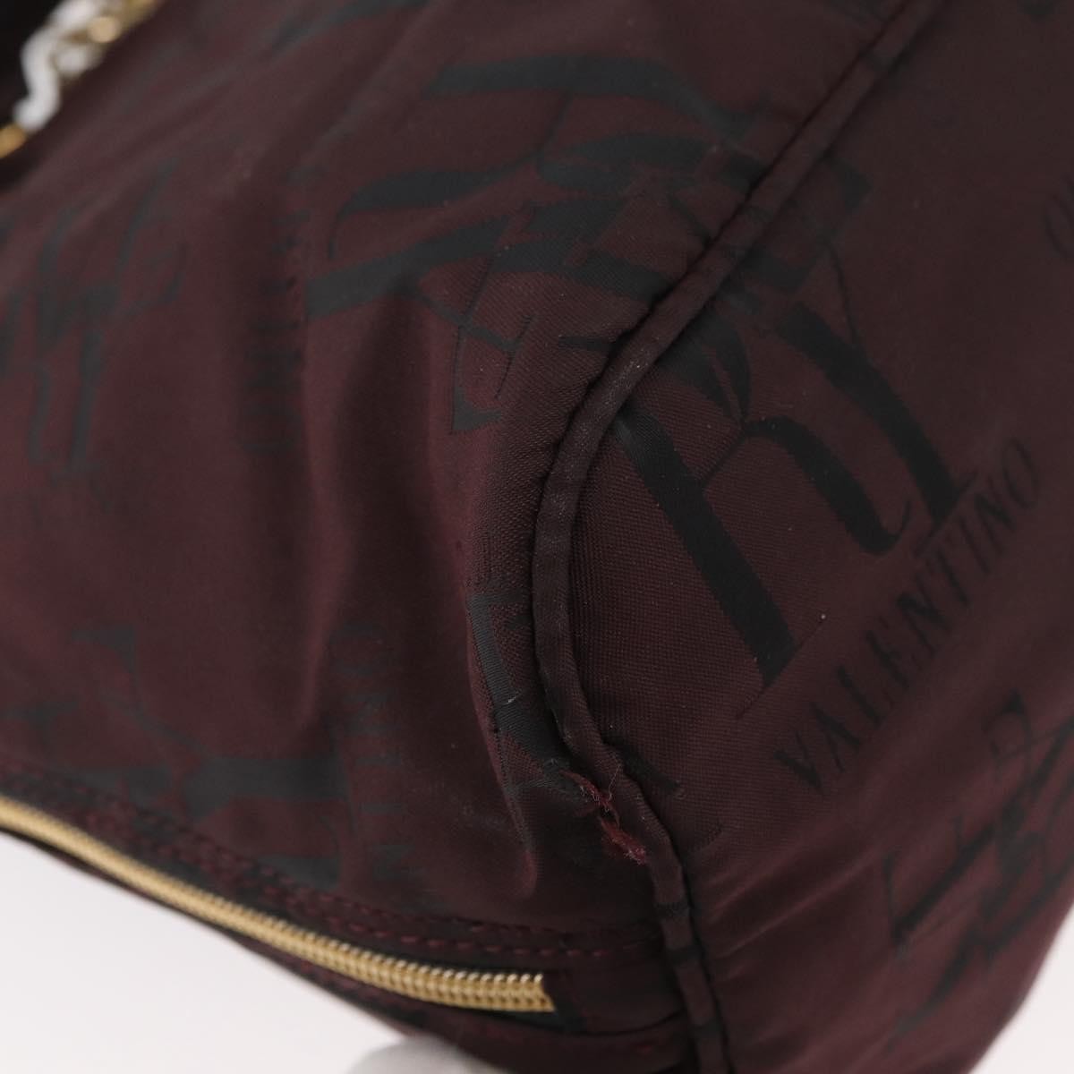 Valentino VALENTINO Chain Hand Bag Nylon 2way Bordeaux Gold Authentic bs34111