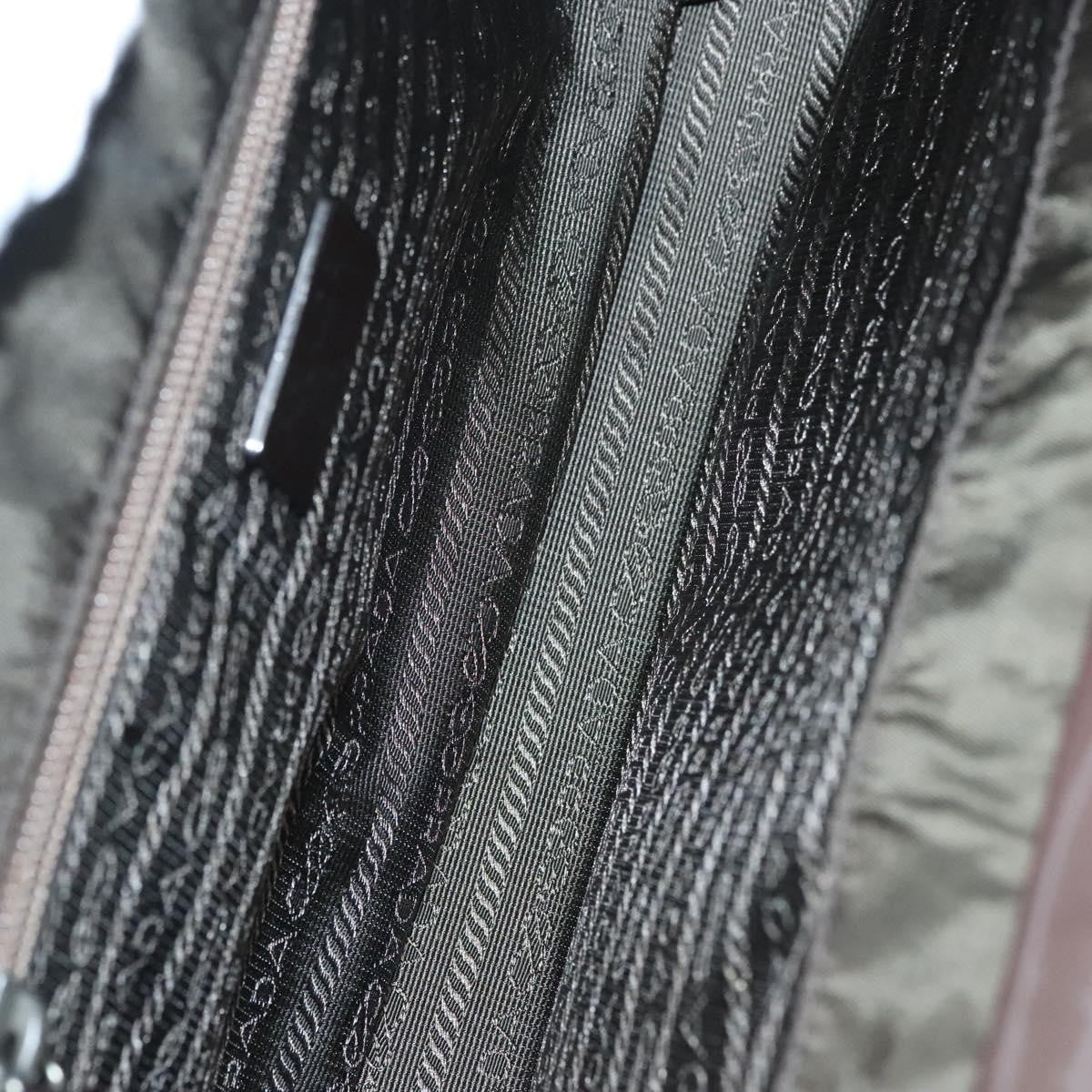 Prada PRADA Shoulder Bag Nylon Khaki Silver Authentic 123373
