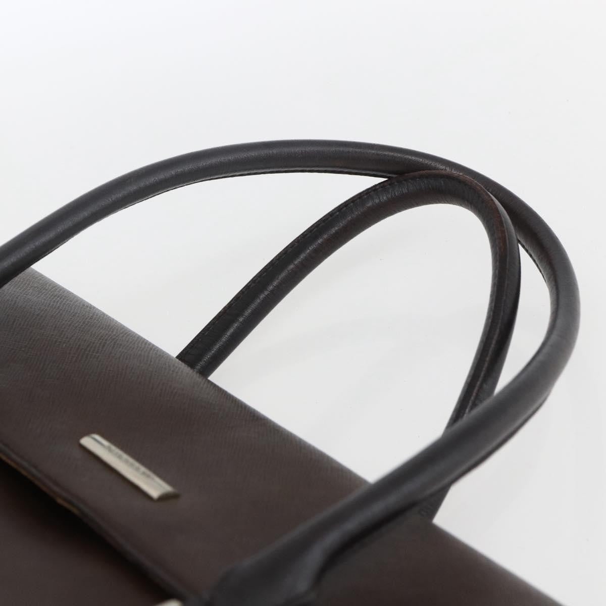 Burberry BURBERRY Hand Bag Leather Brown Silver Authentic BA10747