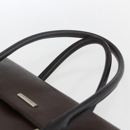 Burberry BURBERRY Hand Bag Leather Brown Silver Authentic BA10747