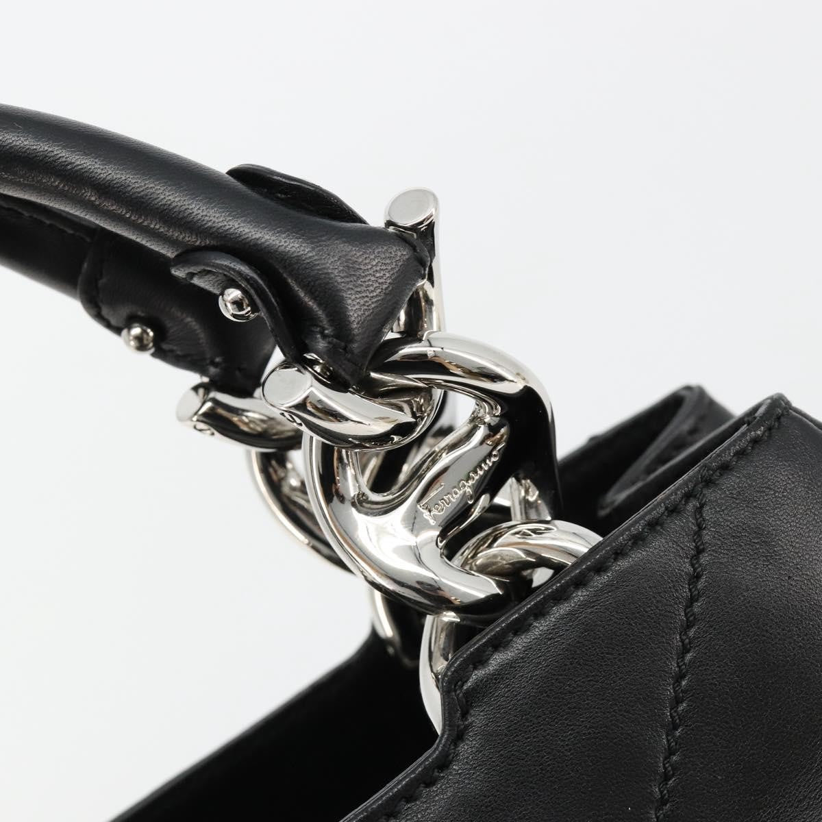 Salvatore Ferragamo Salvatore Ferragamo Hand Bag Leather Black Silver Authentic 178908A
