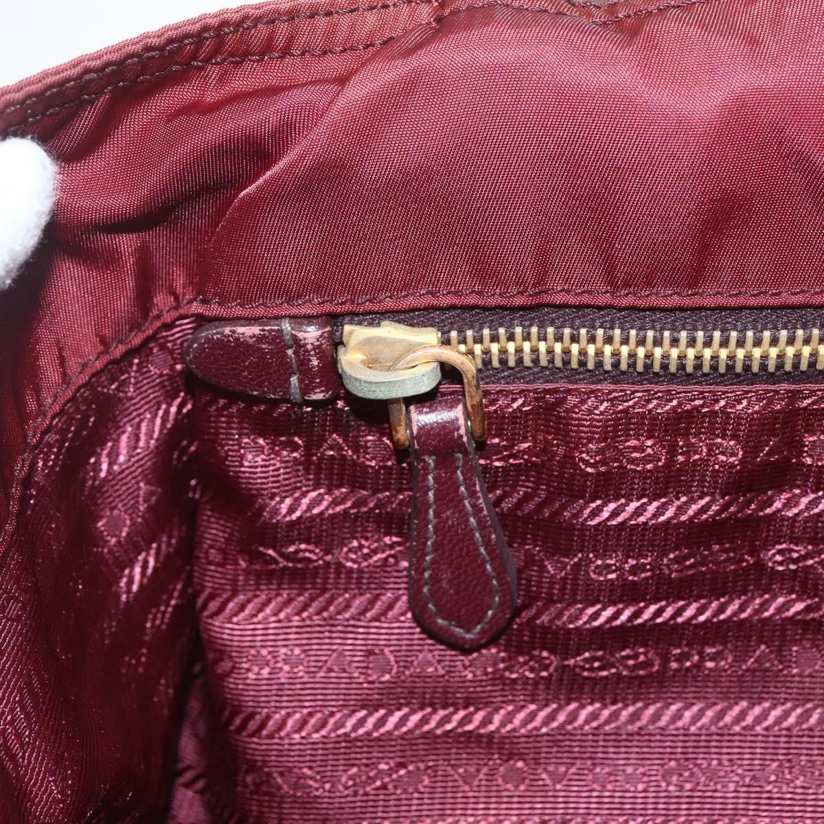 Prada PRADA Hand Bag Nylon 2way Bordeaux Gold Authentic 163074