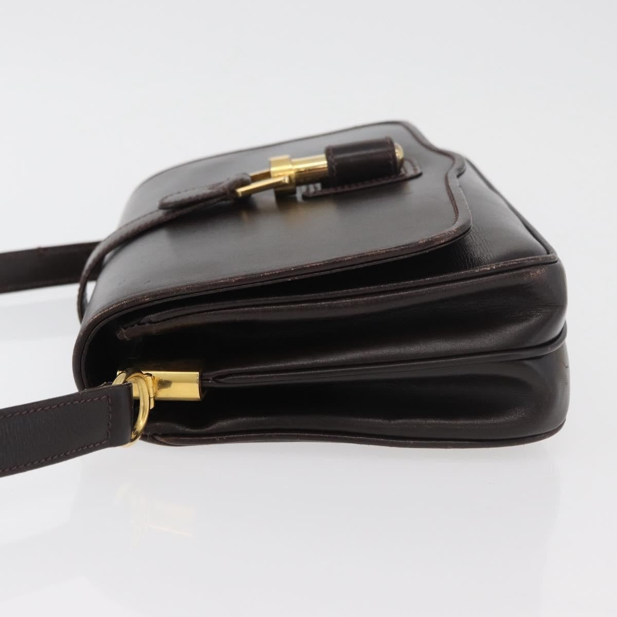 Gucci GUCCI Shoulder Bag Leather Brown Gold Authentic ep14284