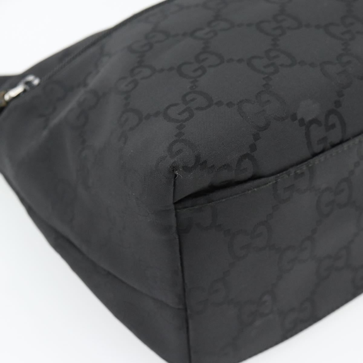 Gucci GUCCI GG Canvas Shoulder Bag Nylon Black Silver 01 3386 Authentic 178845