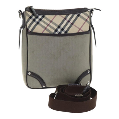 Burberry BURBERRY Nova Check Shoulder Bag Nylon Leather Gray Beige Silver Authentic 92799