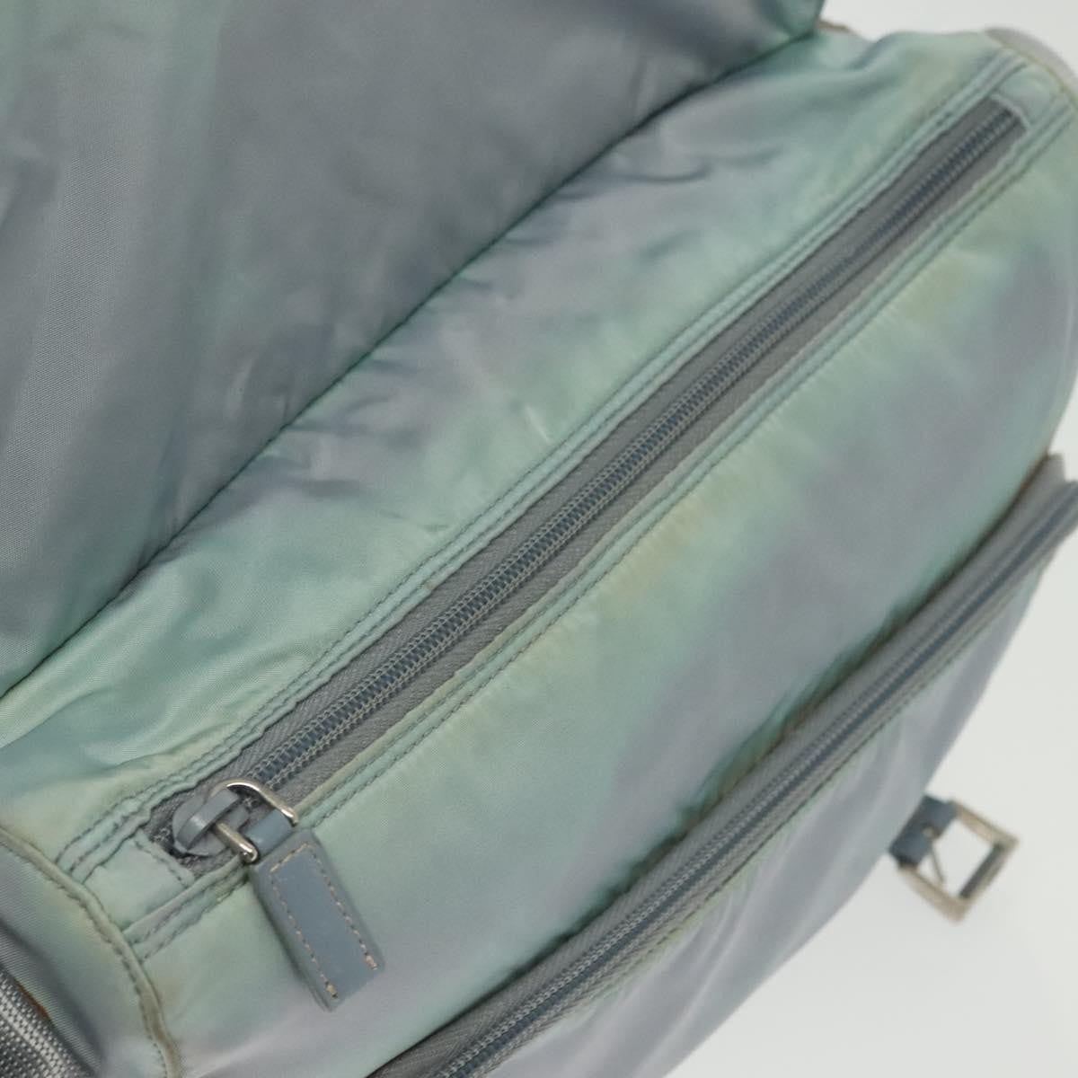 Prada PRADA Shoulder Bag Nylon Light Blue Silver Authentic ki5926