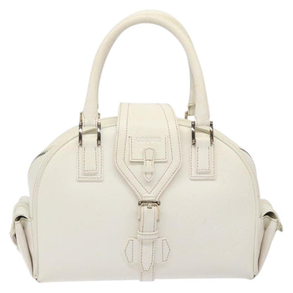 Loewe LOEWE Hand Bag Leather White Silver Authentic BA5296