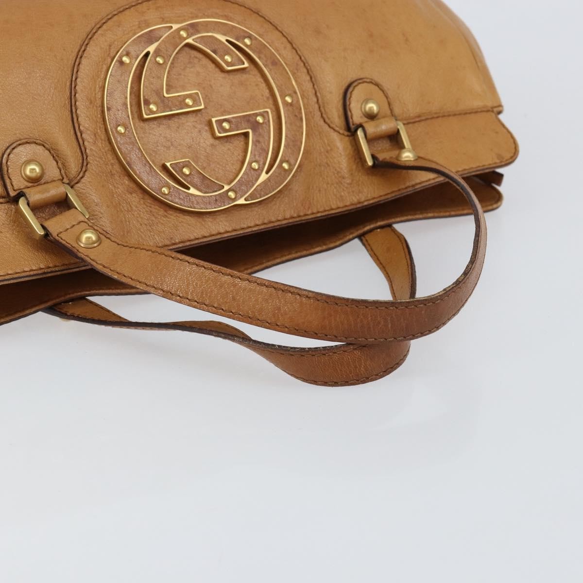 Gucci GUCCI Interlocking Hand Bag Leather Brown Gold 121551 Authentic ep11723