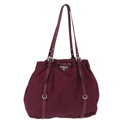 Prada PRADA Tote Bag Nylon Bordeaux Gold Authentic ep12877