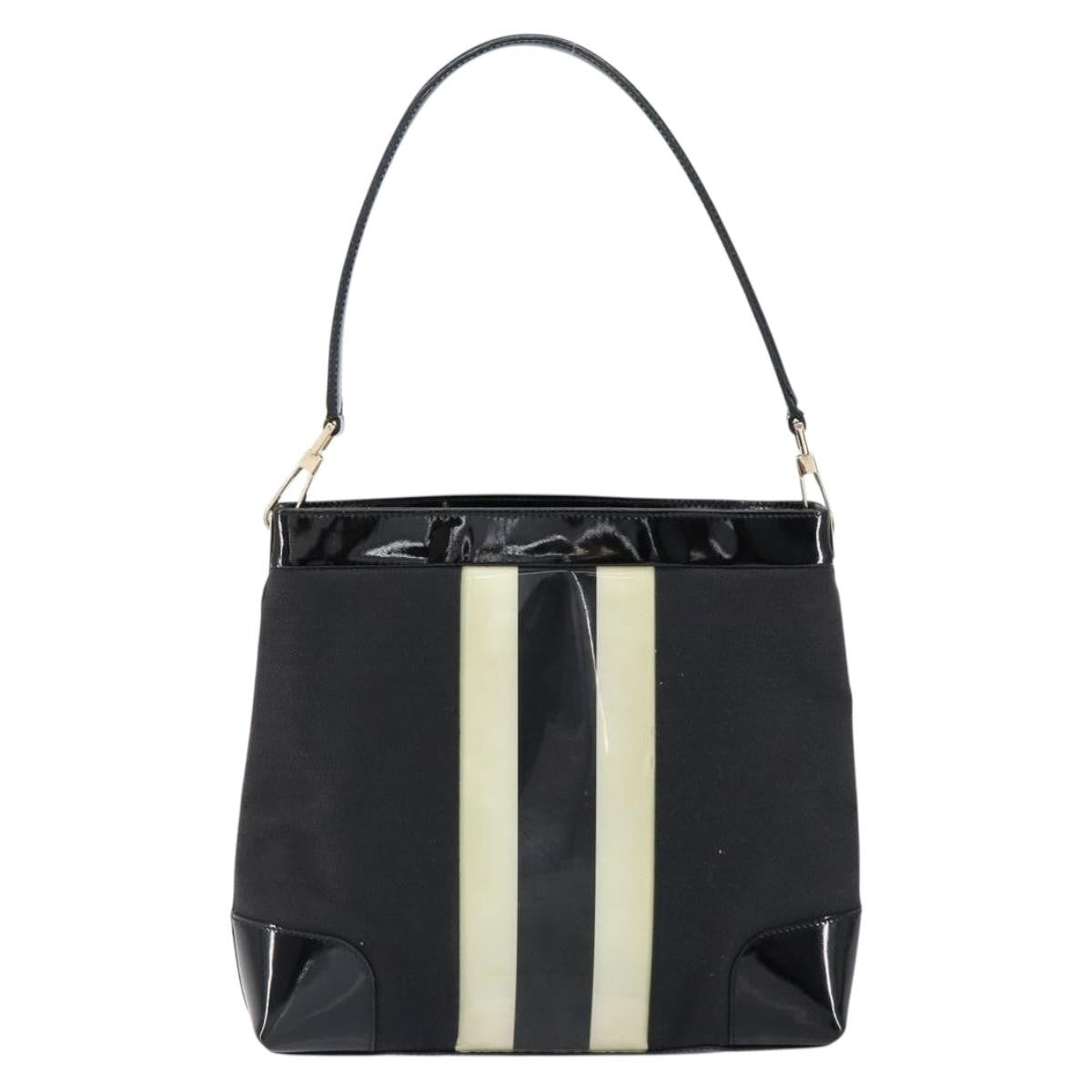 Gucci GUCCI Shoulder Bag Enamel Canvas Black Gold 001 4231 Authentic 121347