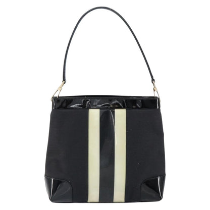 Gucci GUCCI Shoulder Bag Enamel Canvas Black Gold 001 4231 Authentic 121347